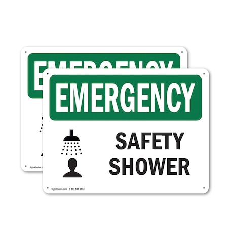 Signmission Safety Shower, 24 in W x Rectangle, Plastic OS-2PACK-EM-P-1824-L-10355